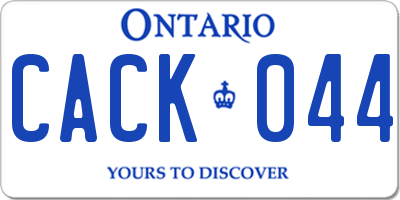 ON license plate CACK044