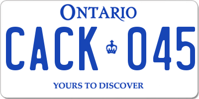 ON license plate CACK045