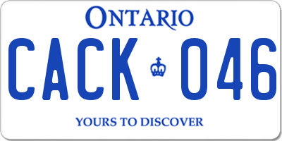 ON license plate CACK046