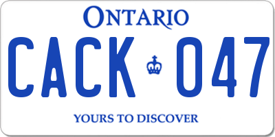 ON license plate CACK047