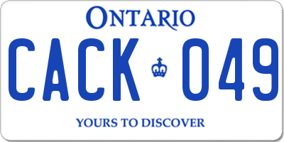 ON license plate CACK049