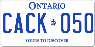 ON license plate CACK050