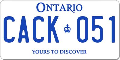 ON license plate CACK051