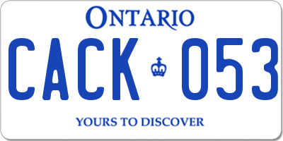 ON license plate CACK053