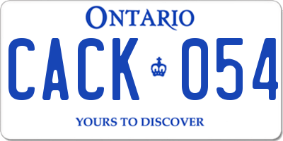 ON license plate CACK054