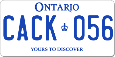 ON license plate CACK056