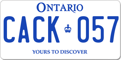 ON license plate CACK057