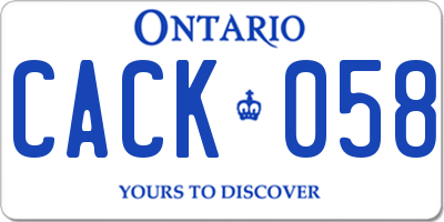 ON license plate CACK058