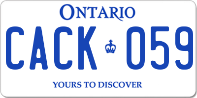 ON license plate CACK059