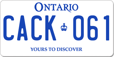 ON license plate CACK061