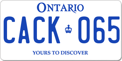 ON license plate CACK065