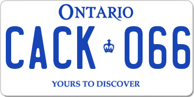 ON license plate CACK066