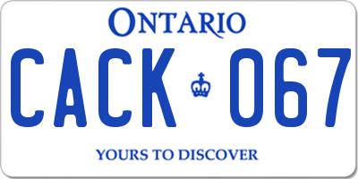 ON license plate CACK067