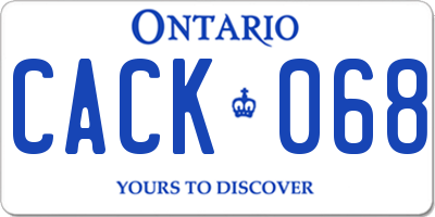 ON license plate CACK068