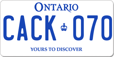 ON license plate CACK070