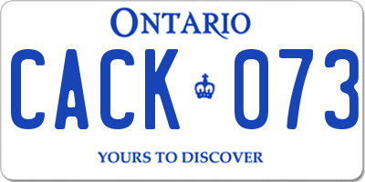 ON license plate CACK073