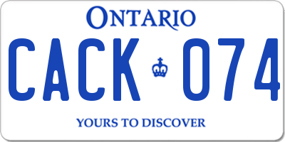 ON license plate CACK074