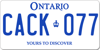 ON license plate CACK077