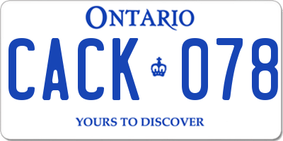 ON license plate CACK078