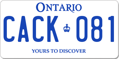 ON license plate CACK081