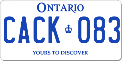 ON license plate CACK083