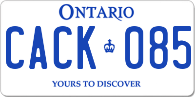 ON license plate CACK085