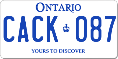 ON license plate CACK087