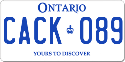 ON license plate CACK089