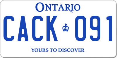 ON license plate CACK091