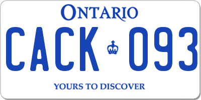 ON license plate CACK093