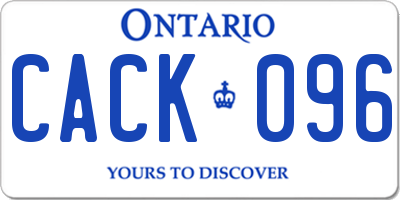 ON license plate CACK096