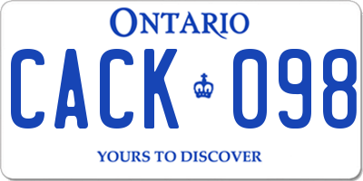 ON license plate CACK098