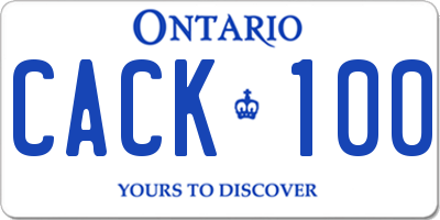 ON license plate CACK100