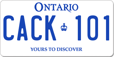 ON license plate CACK101