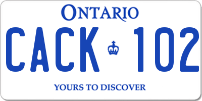 ON license plate CACK102