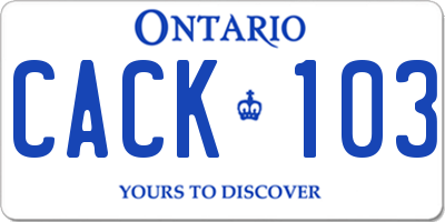 ON license plate CACK103