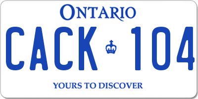 ON license plate CACK104