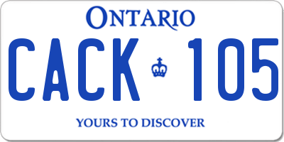 ON license plate CACK105