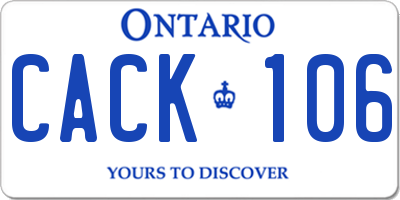 ON license plate CACK106