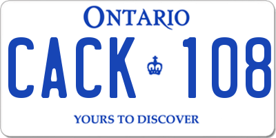 ON license plate CACK108