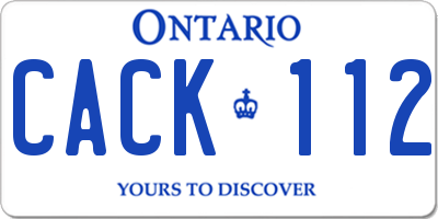 ON license plate CACK112