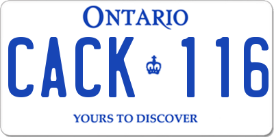 ON license plate CACK116