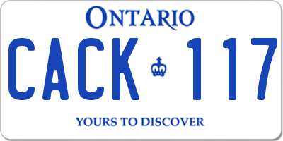 ON license plate CACK117