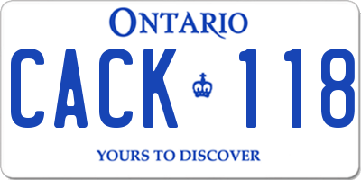 ON license plate CACK118