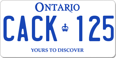 ON license plate CACK125