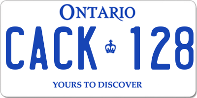 ON license plate CACK128