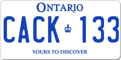 ON license plate CACK133