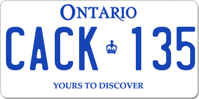 ON license plate CACK135