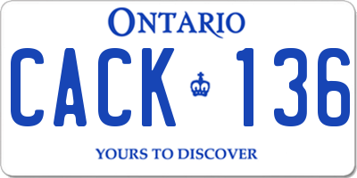 ON license plate CACK136