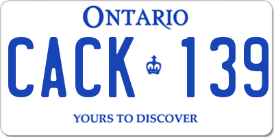 ON license plate CACK139